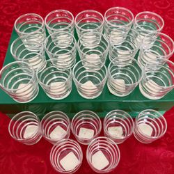 Set of 22 Hurricane Ribbed Glass Candle Holders 