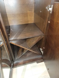 Brown Wood Mirrored 3 Door Chest Console Table Thumbnail