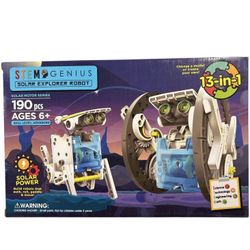 New STEM Genius Solar Explorer Robot 13-in-1 Build Kit Science Toy Learning 6+