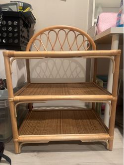 Vintage Boho Rattan Shelf / Wicker Display Stand