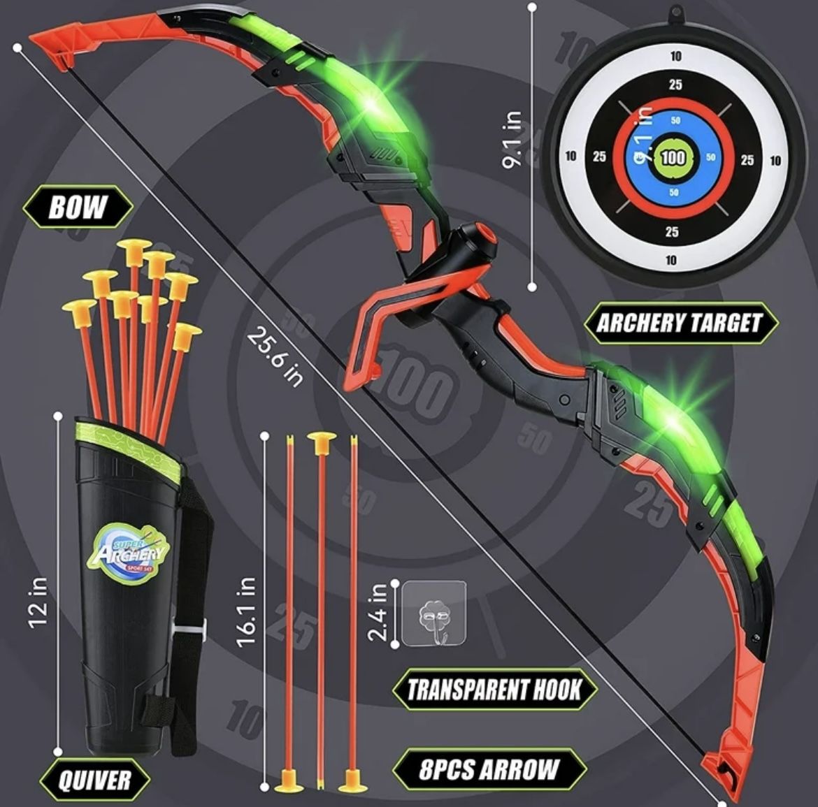 YCFUN Kids Archery Bow and Arrow Toy Set with Target, Quiver, Outdoor Toys for Kids Toddlers Boys 3+