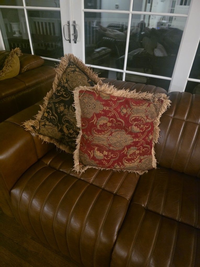 10 Available Maroon And Black Pillows.