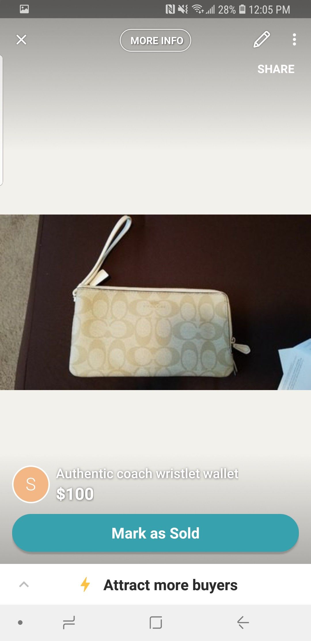 Authentic Coach wristlet wallet