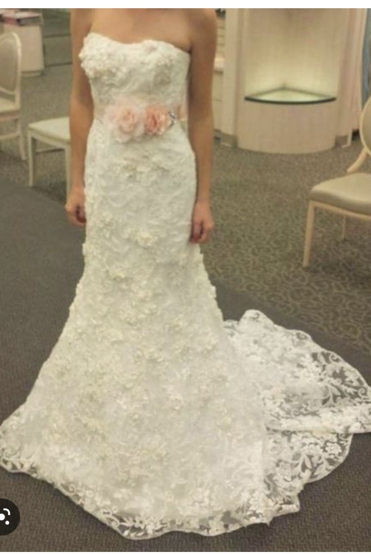 Wedding Dress With Small Light Pink Flowers