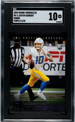Graded 2020 Panini Chronicles PA-3 Justin Herbert Purple 2/49
