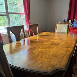 all wooden 6 chair table 