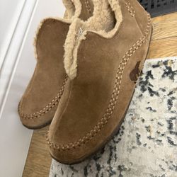 Sorel Manawan Brown Leather Slip On Moccasin Slipper Size 13