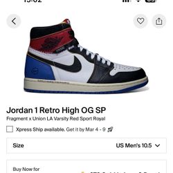 jordan 1 high union x fragment