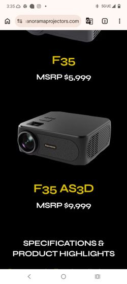 Panorama F35 AS3D Projector with Csz 120in motorized screen