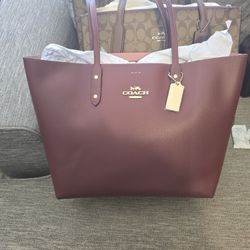 Coach Maroon Large Tote Bag