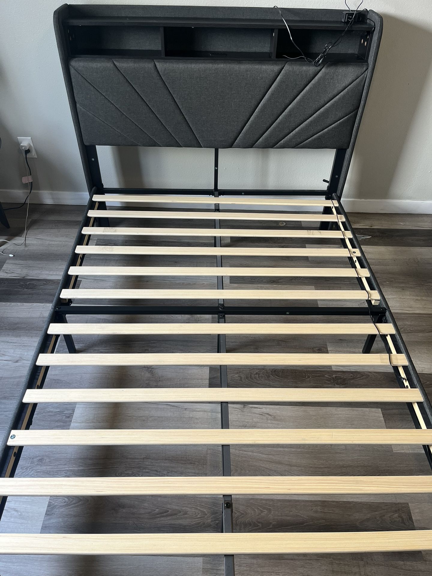 Full Bed Frame And Mattress With LED Lighting