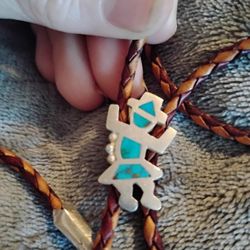 Lee Edaakie 1950's Rainbow Man Turquoise Inlay Bolo Tie