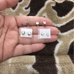 Real Silver Small Stud Earrings 