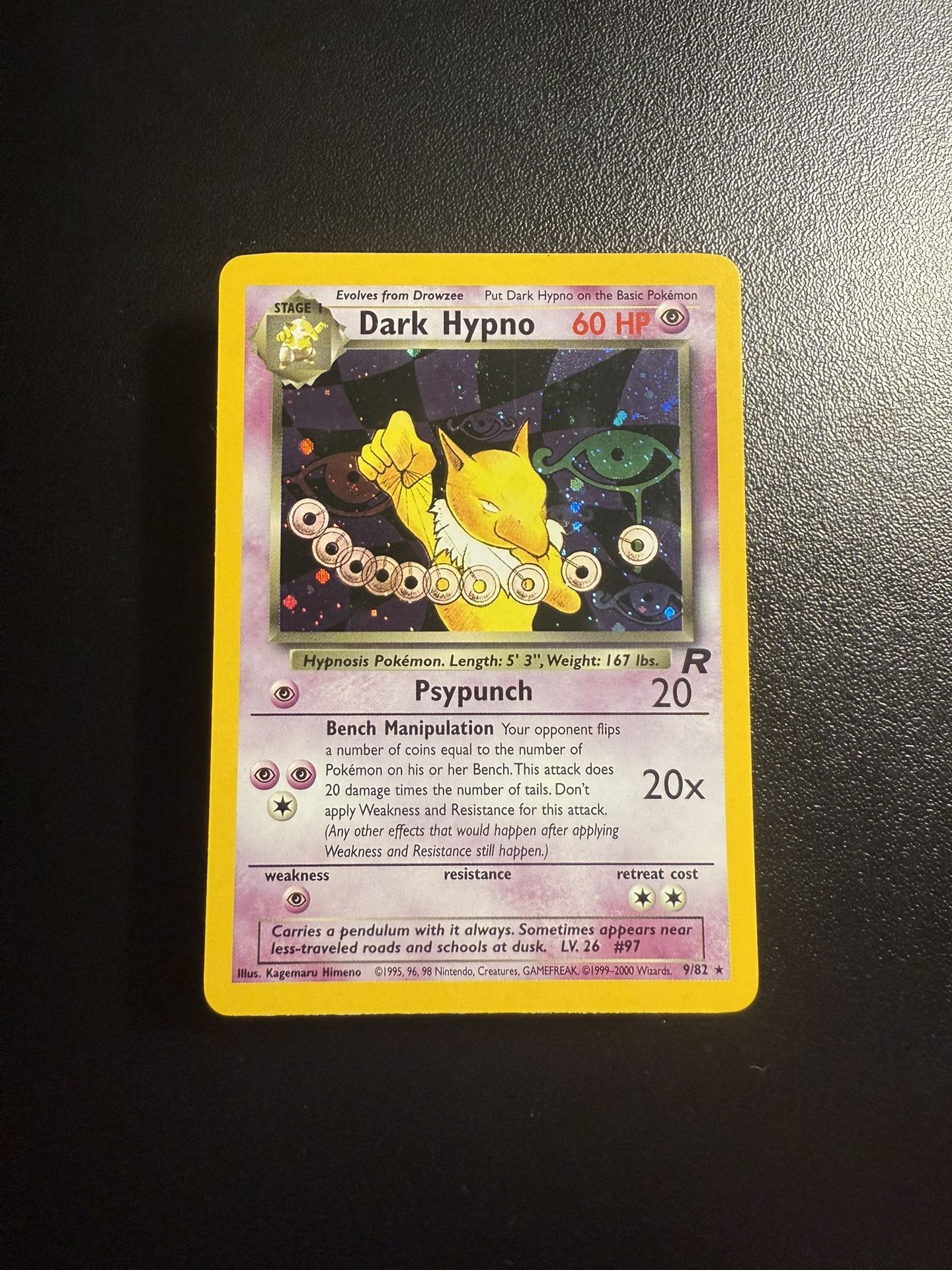 Dark Hypno Holo Unlimited Team Rocket Pokemon 9/82 - NM