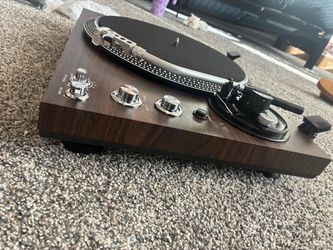 Vinyl Record Turntable with Wood Finish