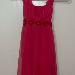 NWOT Elegant Pink Girls Dress with Floral Accents