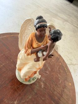 Beautiful Guardian Angel with Baby Cherub Figurine – Decorative Collectible
