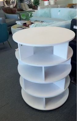 Round White Tiered Shelf ,$58