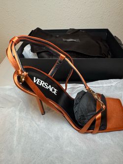 NEW Versace Orange Satin Heeled Sandals – $450 OBO
