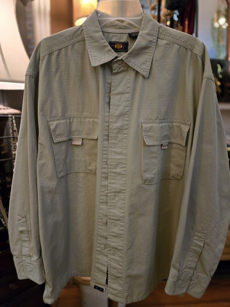MT # 1005, Men's XL, Rugged Beige Route 66 Since 1926 Long Sleeve, Large Pockets, Zippered Sides