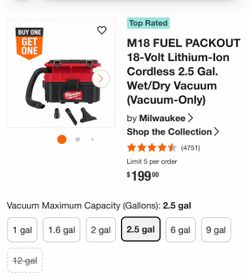 Milwaukee M18 pack out wet/dry vac