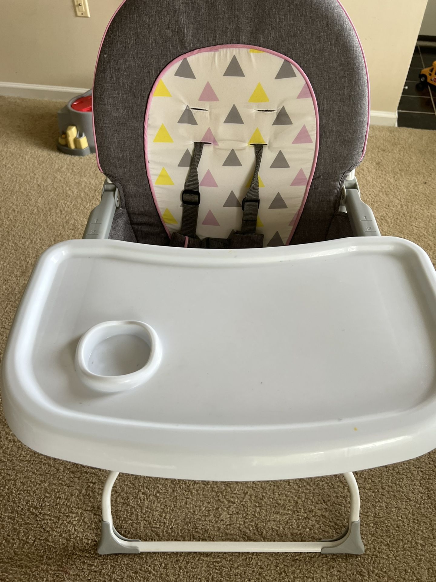 MOVE OUT SALE - Limited Used - High Chair With Safety Belts + 2 Silicon Bibs