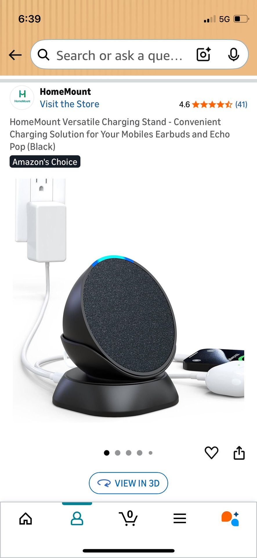 HomeMount Versatile Charging Stand - Convenient Charging Solution for Your Mobiles Earbuds and Echo Pop (Black)