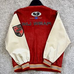 🔴Wu-Wear Leather Jacket Size 2XL Wu-Tang Rare Wool Red 90’s OG Raekwon Gza