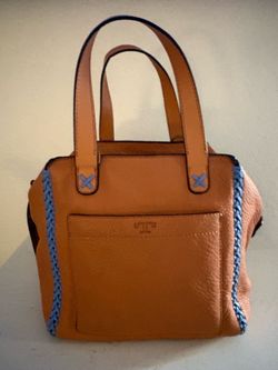 Tory Burch Brown Leather Whipstitched Satchel