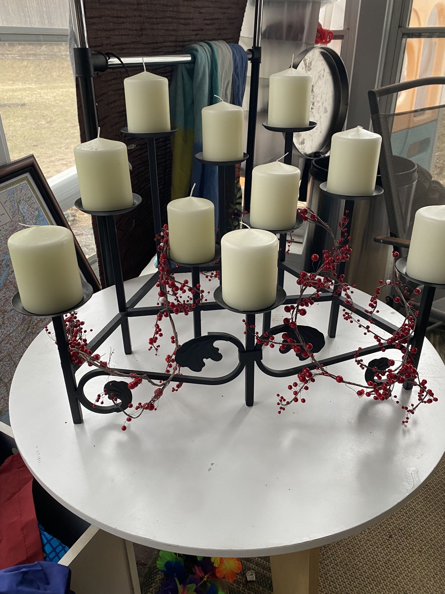 New Metal Candle Holder W/ New Candles