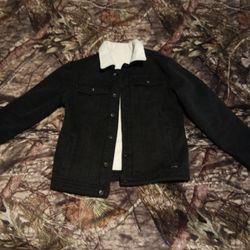 Black Jacket With Sherpa Trim Collar