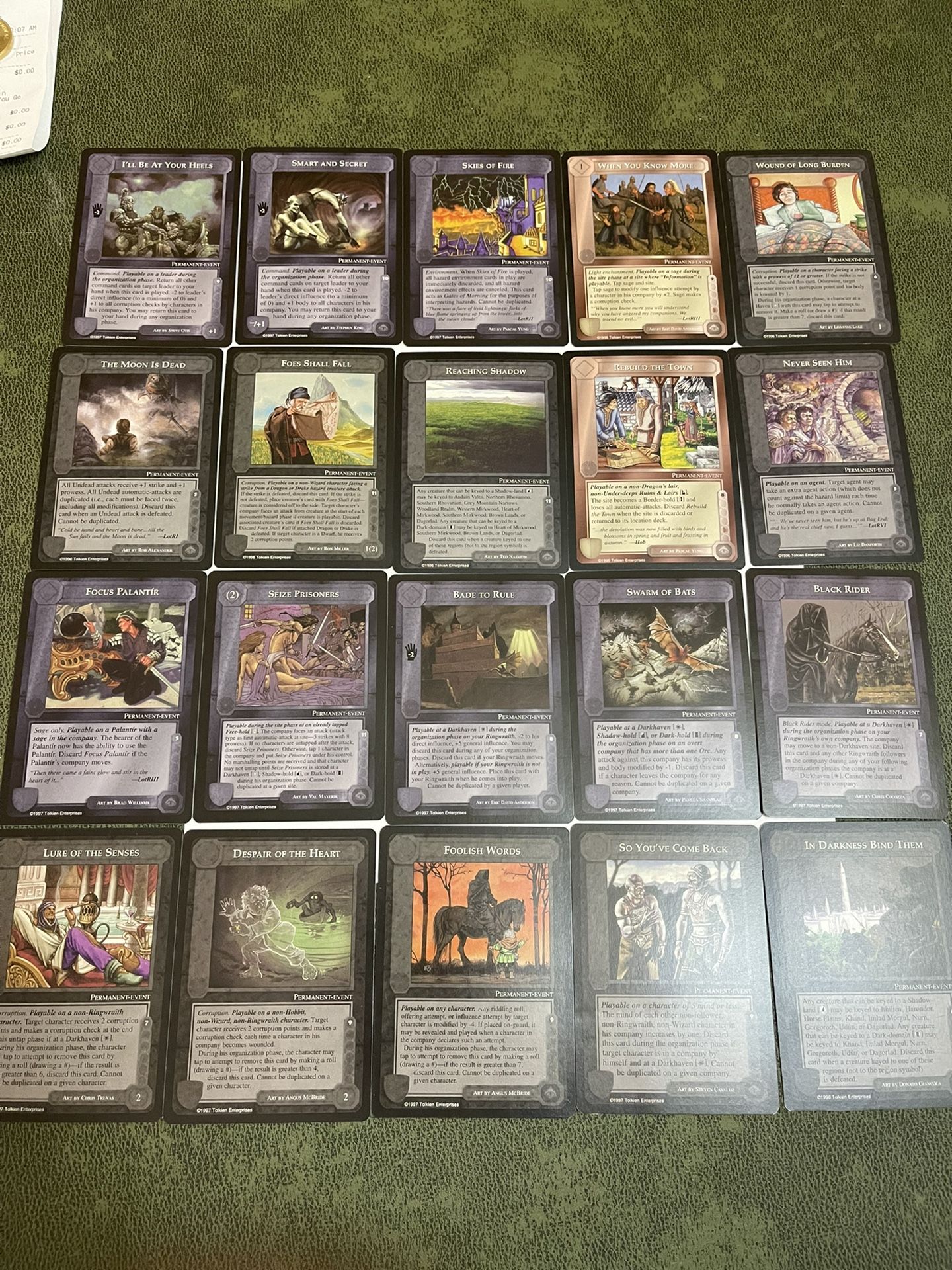 lot of 20 LOTR middle earth ccg black border cards #11