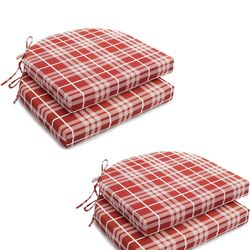 Indoor/ Outdoor Chair Cushions Red/white