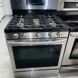 Samsung stainless steel stove, a receipt for a 90-day warranty