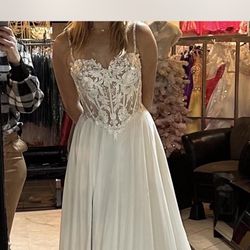 Classy Threads White Sequined Pageant Dress