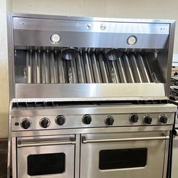 Viking 48”Wide Gas Range Stove Stainless Steel And Viking 48”Range Hood Set