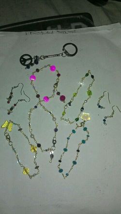 Wire bracelets, earrings or key chains