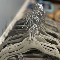 Gray Velvet Flocked Baby Hangers 