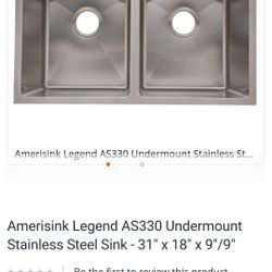 Amerisink Legend AS330 Undermount Stainless Steel Sink - 31" x 18" x 9"/9"