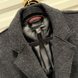 Vintage Men Black Grey Wool Blend Trench Overcoat With a Classic British Style Fit 