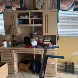 Desk Station Wood Cabinet 