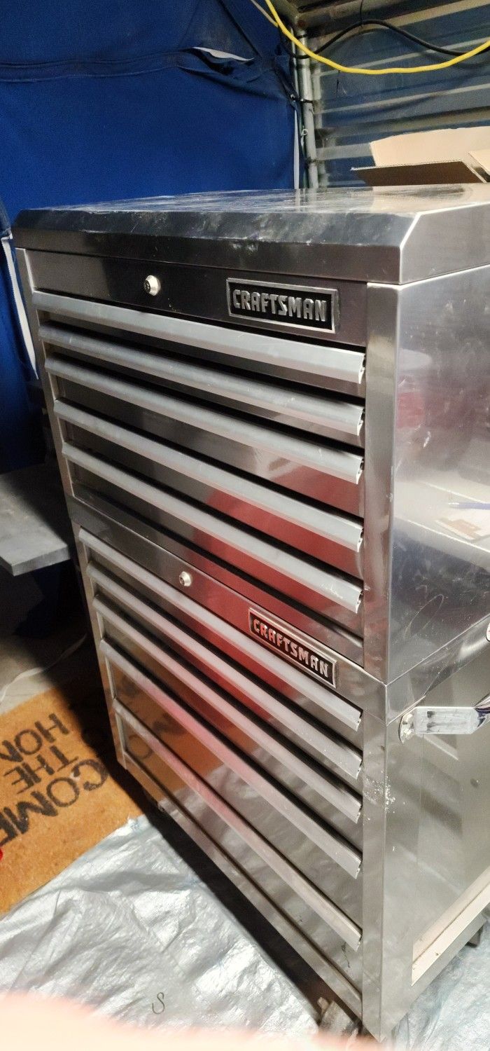 Craftsman stainless steel tool box with over 300 Craftsman tools