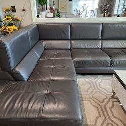 Quality Leather Sofa (Dark Gray)