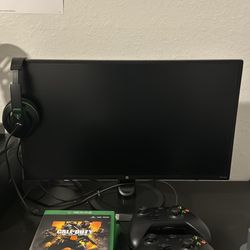Xbox One, HP Monitor, Turtle Beach Head Set, Two Controllers
