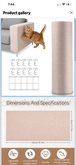 78.7"X15.8" Cat Scratch Furniture Protector, Trimmable Self-Adhesive Scratching Mat
