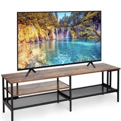Industrial TV Stand for TV up to 65 inch, TV Table TV Cabinet with Metal Frame, Entertainment Center TV Console Table for Living Room, Rustic Brown