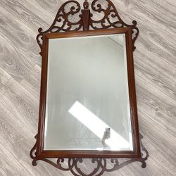 Antique Style Mahogany Solid Wood Decor Mirror  40”x30”