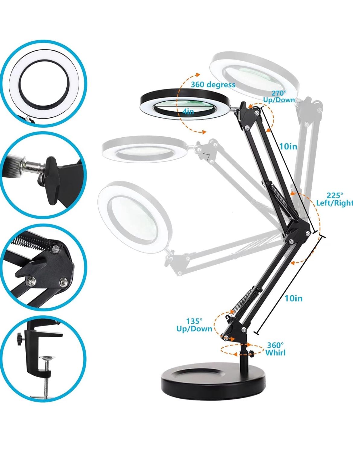 🔍 KIRKAS 10X Magnifying Glass Desk Lamp – Brand New! 💡 💲 Only $25 (Retail $45) – Amazing deal! ✨ Perfect for Reading, Crafts, and Detail Work ✅ 1