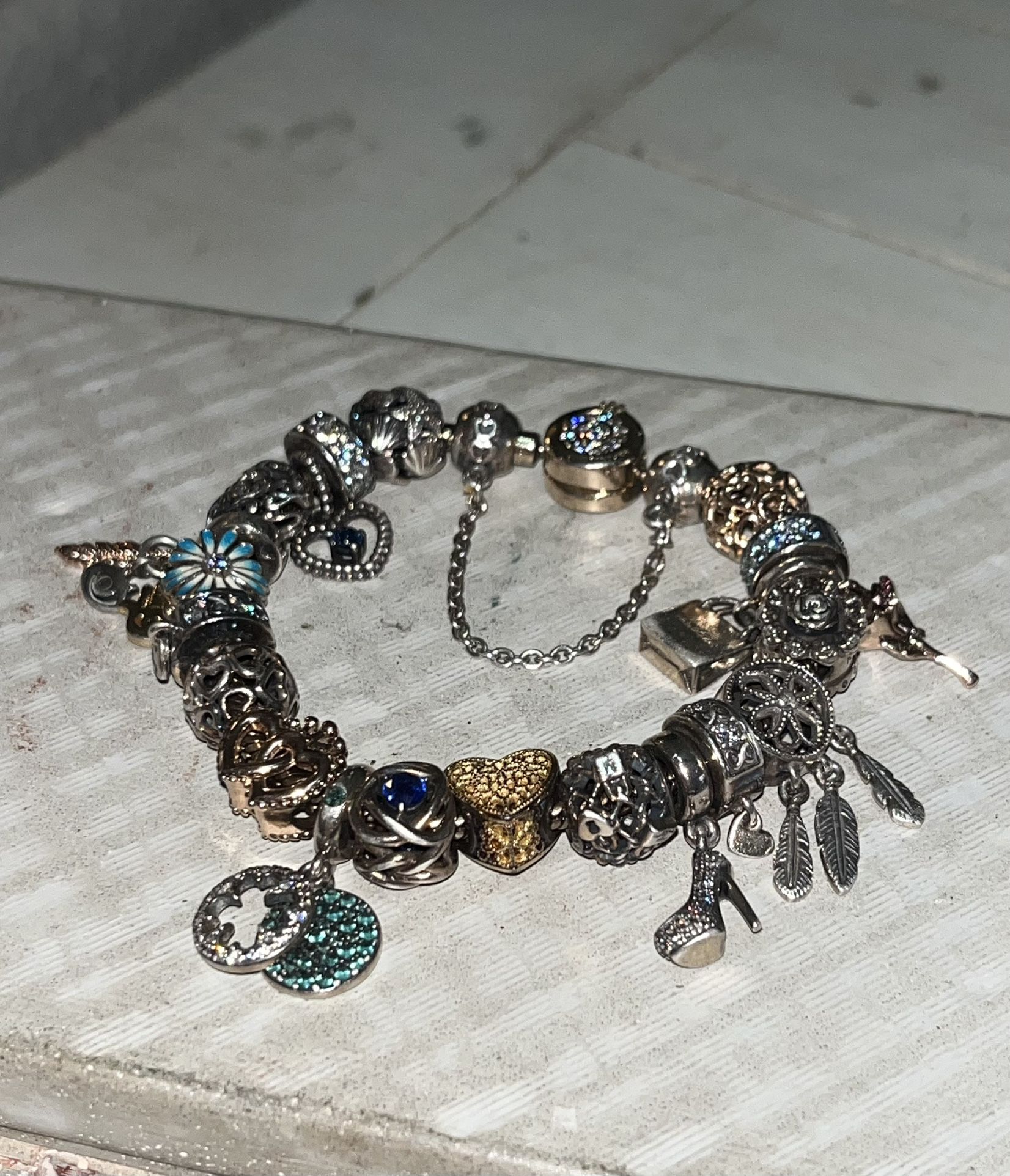 14 K Gold Pandora Bracelet With Charms