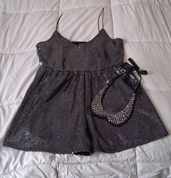 Black Sequin Romper with Collar Statement Necklace Combo